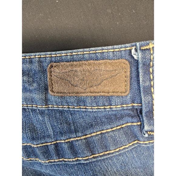 Harley Davidson Women’s Skinny Blue Jeans Size 4 Embroidered Pockets - Picture 4 of 7